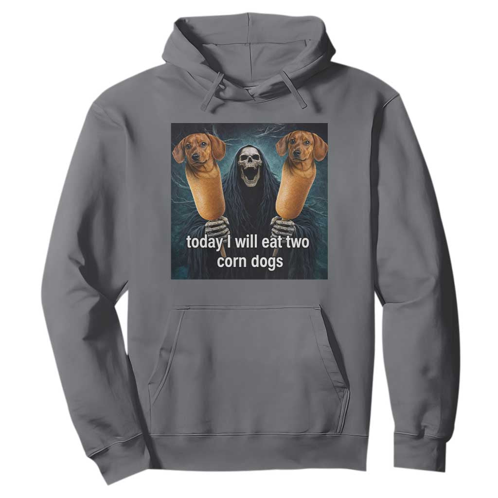 Today I Will Eat Two Corn Dogs Skeleton Meme Hoodie TS11 Charcoal Print Your Wear