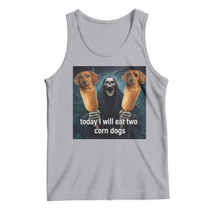 Today I Will Eat Two Corn Dogs Skeleton Meme Tank Top TS11 Athletic Heather Print Your Wear