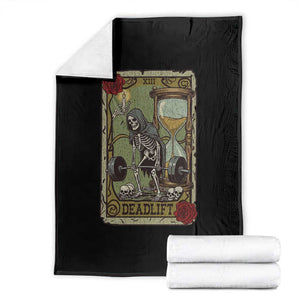 Funny Tarot Card Deadlifts Gym Workout Skeleton Throw Blanket TS11 Black Print Your Wear