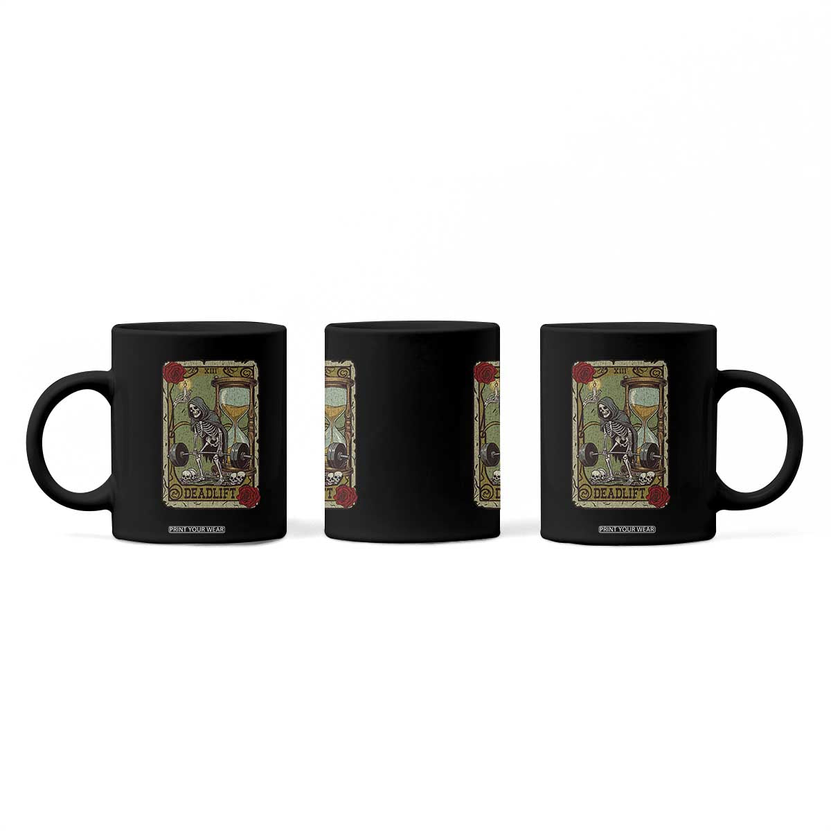 Funny Tarot Card Deadlifts Gym Workout Skeleton Coffee Mug TS11 Print Your Wear
