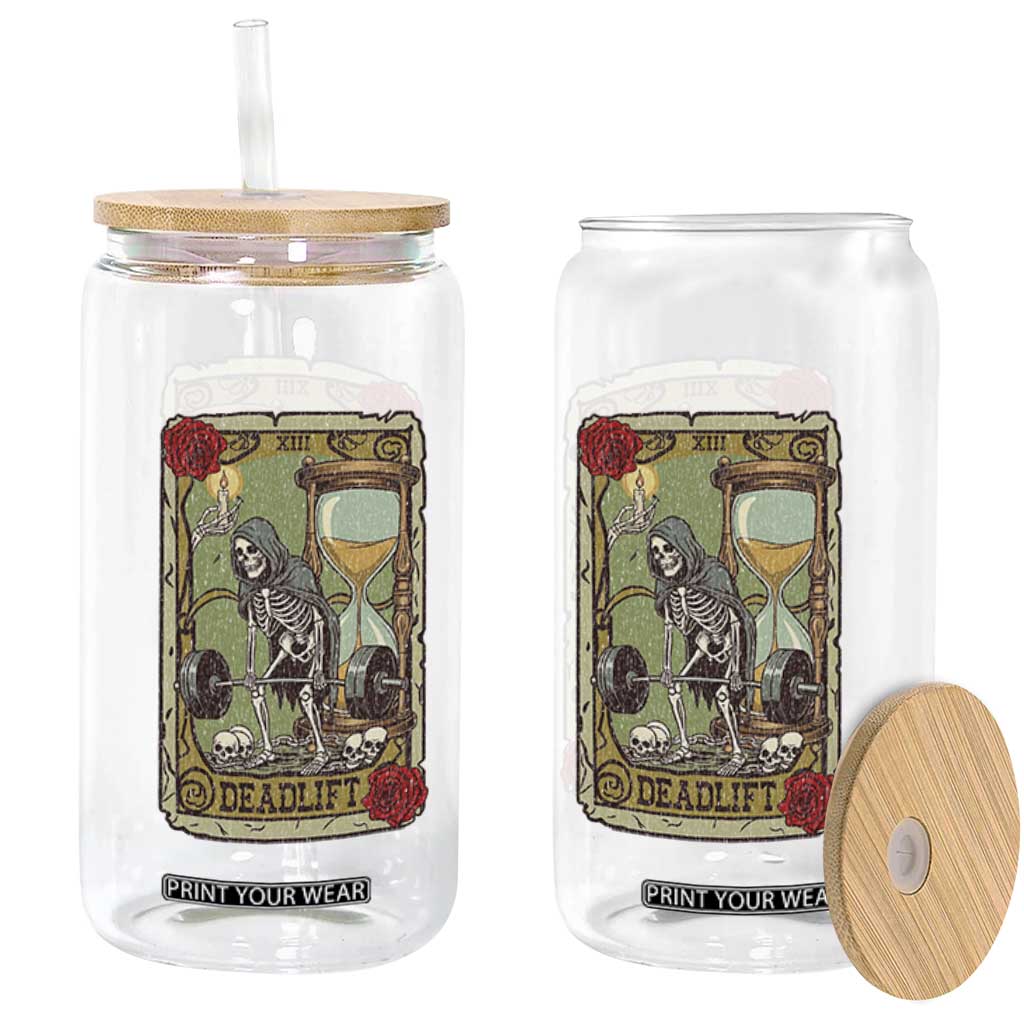 Funny Tarot Card Deadlifts Gym Workout Skeleton Glass Can TS11 Print Your Wear