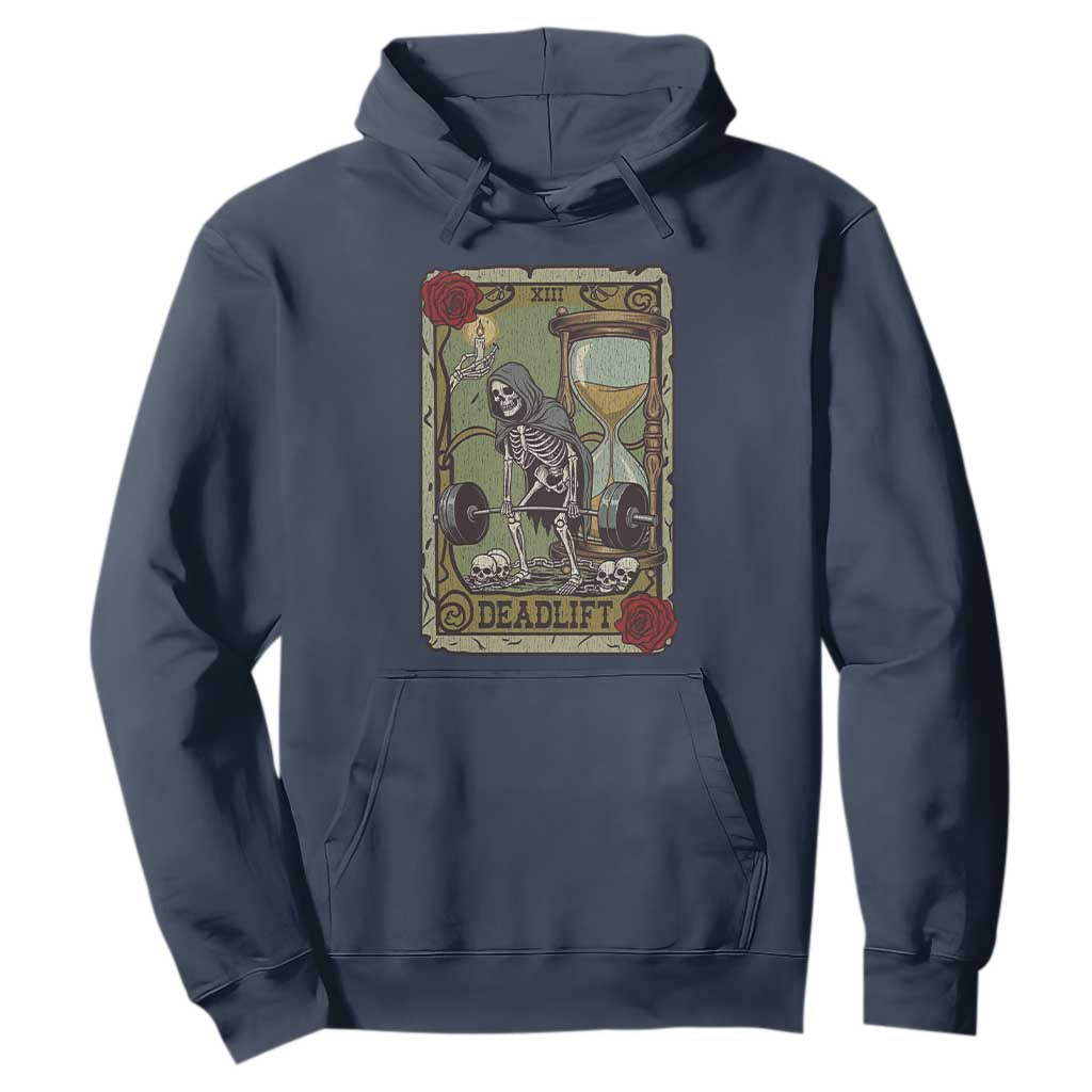 Funny Tarot Card Deadlifts Gym Workout Skeleton Hoodie TS11 Navy Print Your Wear
