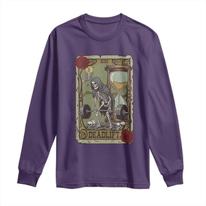 Funny Tarot Card Deadlifts Gym Workout Skeleton Long Sleeve Shirt TS11 Purple Print Your Wear
