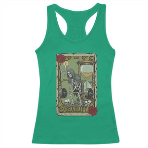 Funny Tarot Card Deadlifts Gym Workout Skeleton Racerback Tank Top TS11 Irish Green Print Your Wear