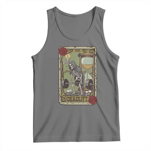 Funny Tarot Card Deadlifts Gym Workout Skeleton Tank Top TS11 Black Heather Print Your Wear