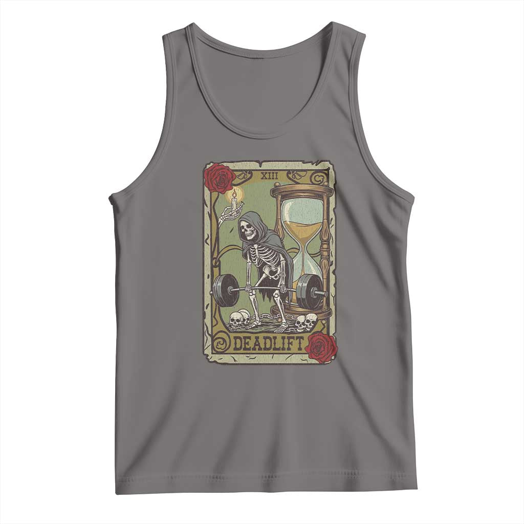 Funny Tarot Card Deadlifts Gym Workout Skeleton Tank Top TS11 Deep Heather Print Your Wear