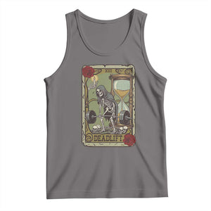 Funny Tarot Card Deadlifts Gym Workout Skeleton Tank Top TS11 Deep Heather Print Your Wear