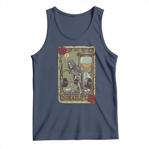 Funny Tarot Card Deadlifts Gym Workout Skeleton Tank Top TS11 Navy Print Your Wear