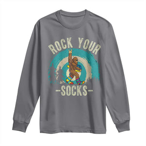 Funny Down Syndrome Awareness Bigfoot Long Sleeve Shirt Rock Your Socks TS11 Charcoal Print Your Wear