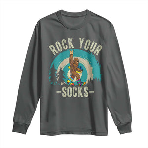 Funny Down Syndrome Awareness Bigfoot Long Sleeve Shirt Rock Your Socks TS11 Dark Heather Print Your Wear