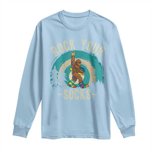 Funny Down Syndrome Awareness Bigfoot Long Sleeve Shirt Rock Your Socks TS11 Light Blue Print Your Wear