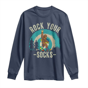 Funny Down Syndrome Awareness Bigfoot Long Sleeve Shirt Rock Your Socks TS11 Navy Print Your Wear