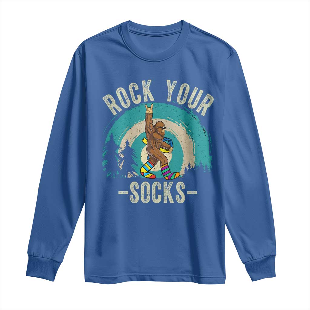 Funny Down Syndrome Awareness Bigfoot Long Sleeve Shirt Rock Your Socks TS11 Royal Blue Print Your Wear