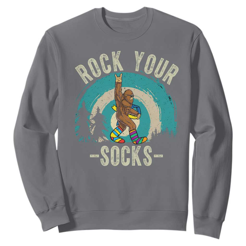 Funny Down Syndrome Awareness Bigfoot Sweatshirt Rock Your Socks TS11 Charcoal Print Your Wear
