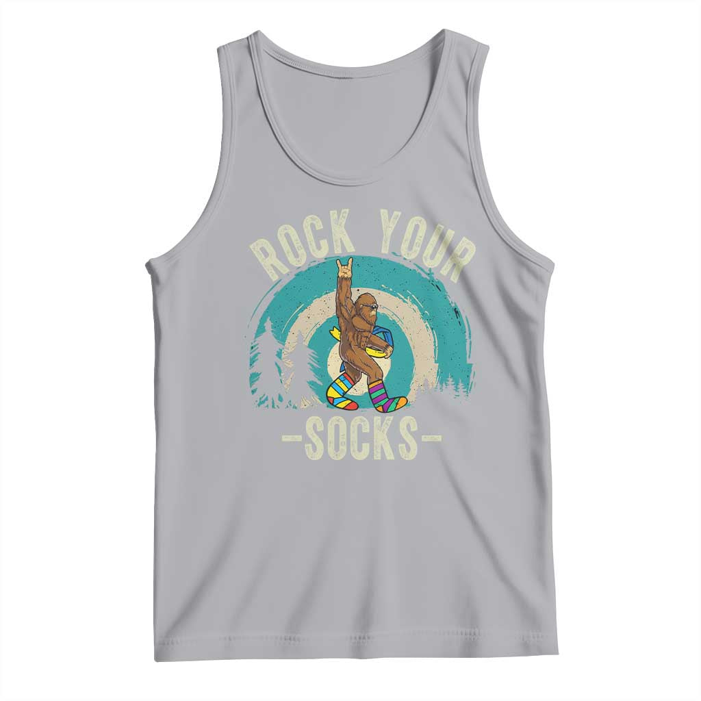 Funny Down Syndrome Awareness Bigfoot Tank Top Rock Your Socks TS11 Athletic Heather Print Your Wear