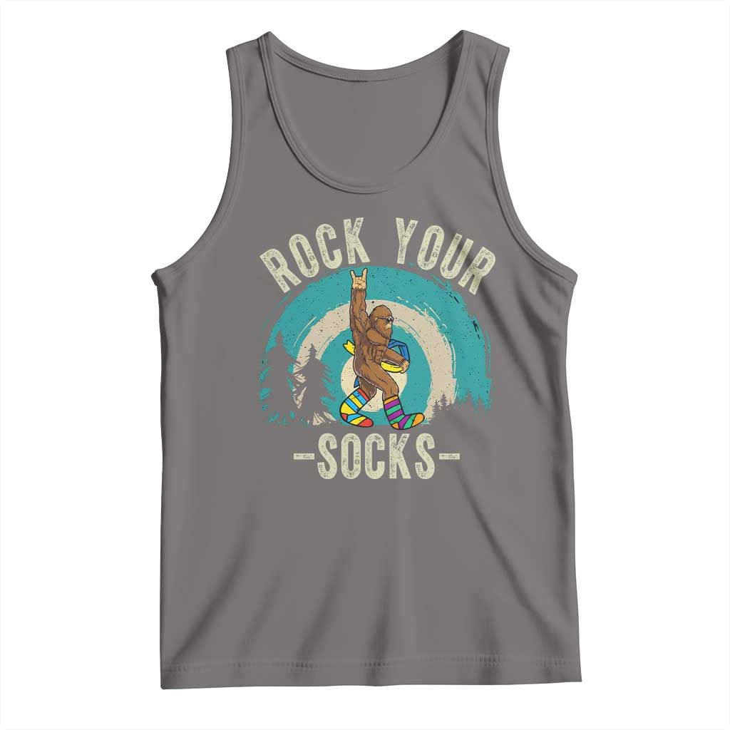 Funny Down Syndrome Awareness Bigfoot Tank Top Rock Your Socks TS11 Deep Heather Print Your Wear