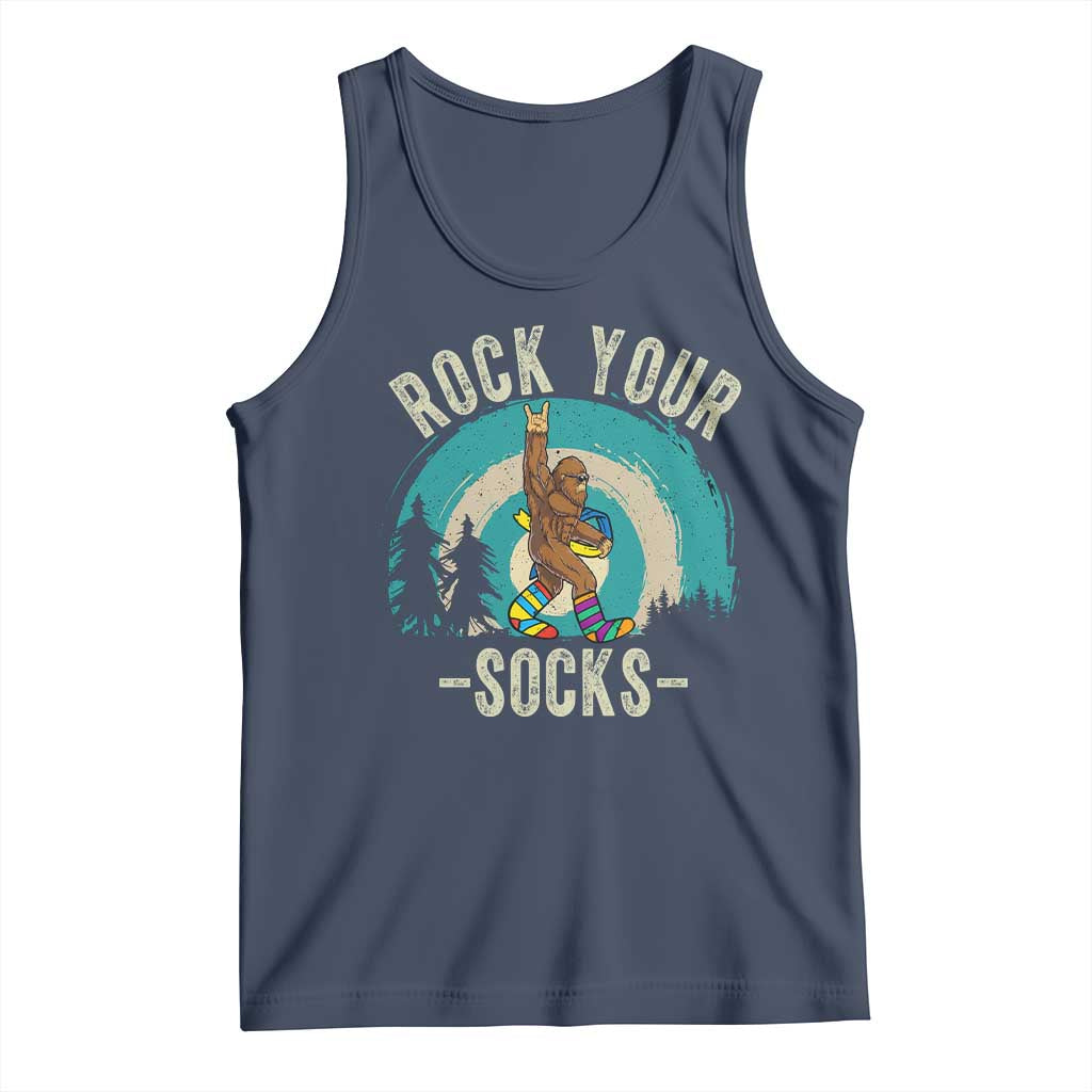 Funny Down Syndrome Awareness Bigfoot Tank Top Rock Your Socks TS11 Navy Print Your Wear