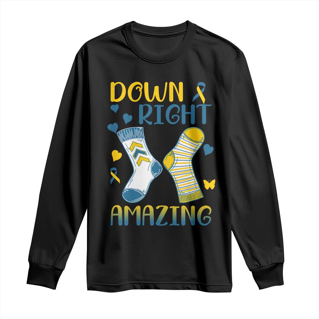 Down Right Amazing Long Sleeve Shirt Down Syndrome Awareness Socks Ribbon TS11 Black Print Your Wear