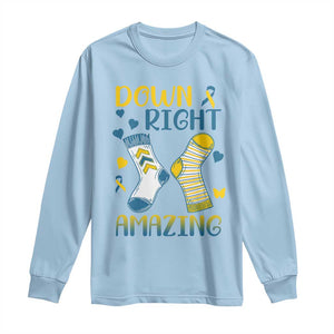 Down Right Amazing Long Sleeve Shirt Down Syndrome Awareness Socks Ribbon TS11 Light Blue Print Your Wear