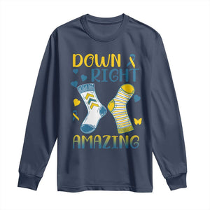 Down Right Amazing Long Sleeve Shirt Down Syndrome Awareness Socks Ribbon TS11 Navy Print Your Wear