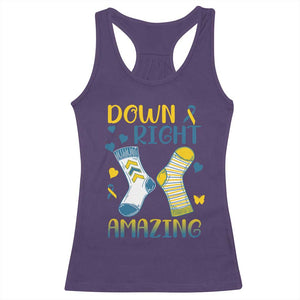 Down Right Amazing Racerback Tank Top Down Syndrome Awareness Socks Ribbon TS11 Purple Print Your Wear