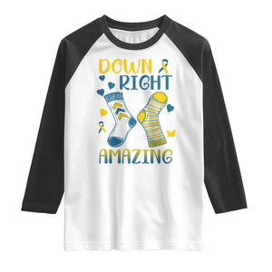 Down Right Amazing Raglan Shirt Down Syndrome Awareness Socks Ribbon TS11 White Black Print Your Wear