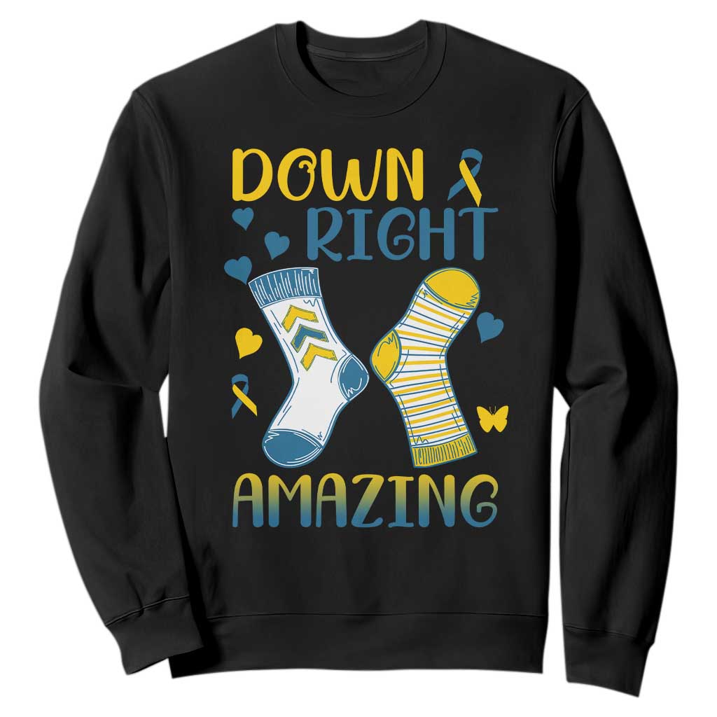Down Right Amazing Sweatshirt Down Syndrome Awareness Socks Ribbon TS11 Black Print Your Wear