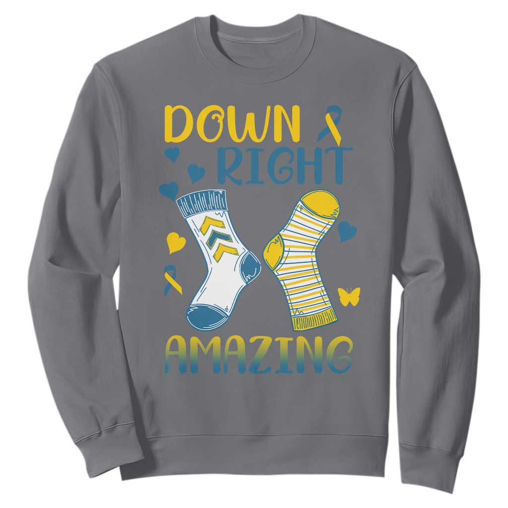 Down Right Amazing Sweatshirt Down Syndrome Awareness Socks Ribbon TS11 Charcoal Print Your Wear