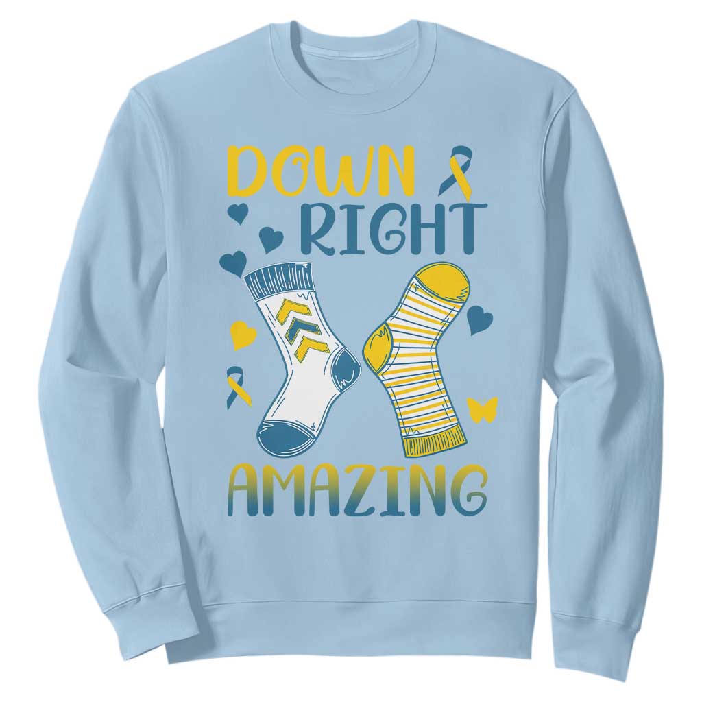 Down Right Amazing Sweatshirt Down Syndrome Awareness Socks Ribbon TS11 Light Blue Print Your Wear