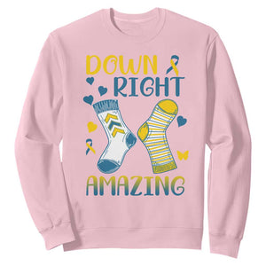 Down Right Amazing Sweatshirt Down Syndrome Awareness Socks Ribbon TS11 Light Pink Print Your Wear