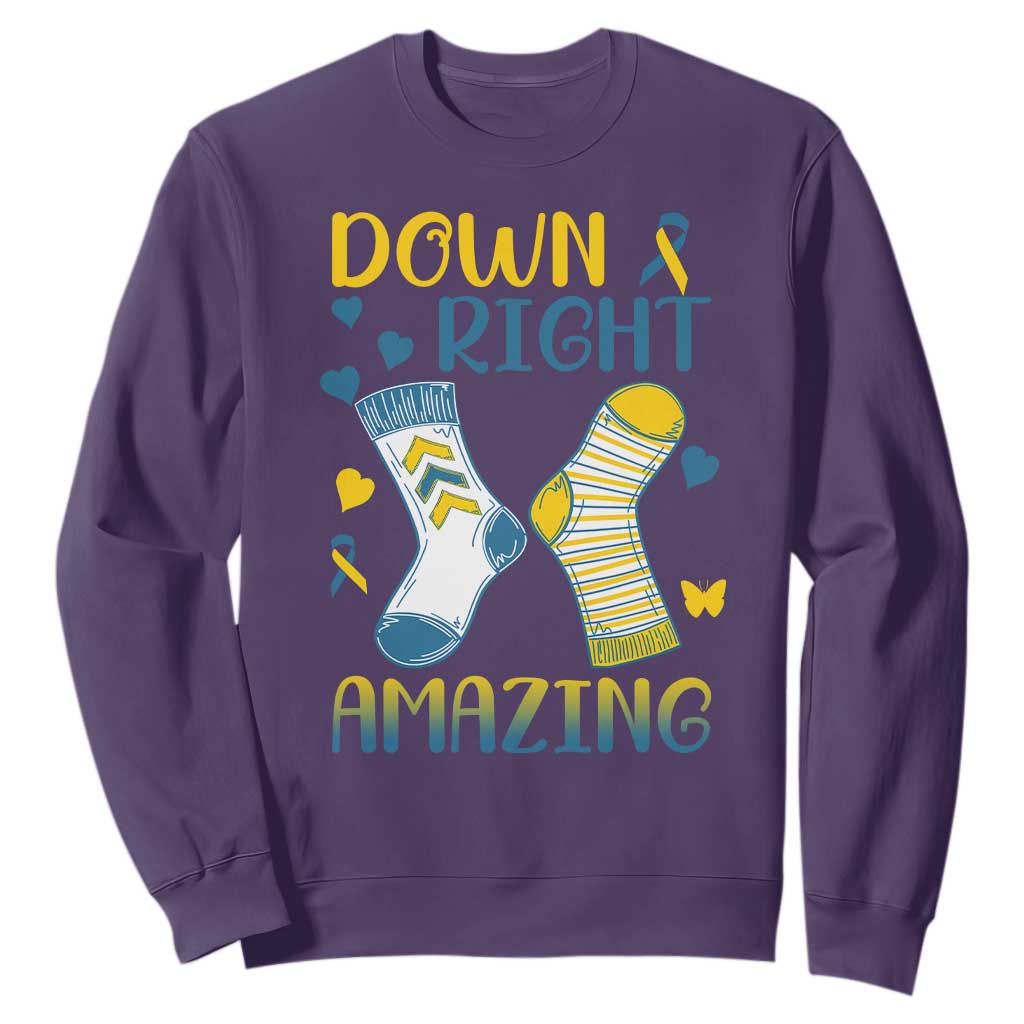 Down Right Amazing Sweatshirt Down Syndrome Awareness Socks Ribbon TS11 Purple Print Your Wear