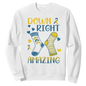 Down Right Amazing Sweatshirt Down Syndrome Awareness Socks Ribbon TS11 White Print Your Wear