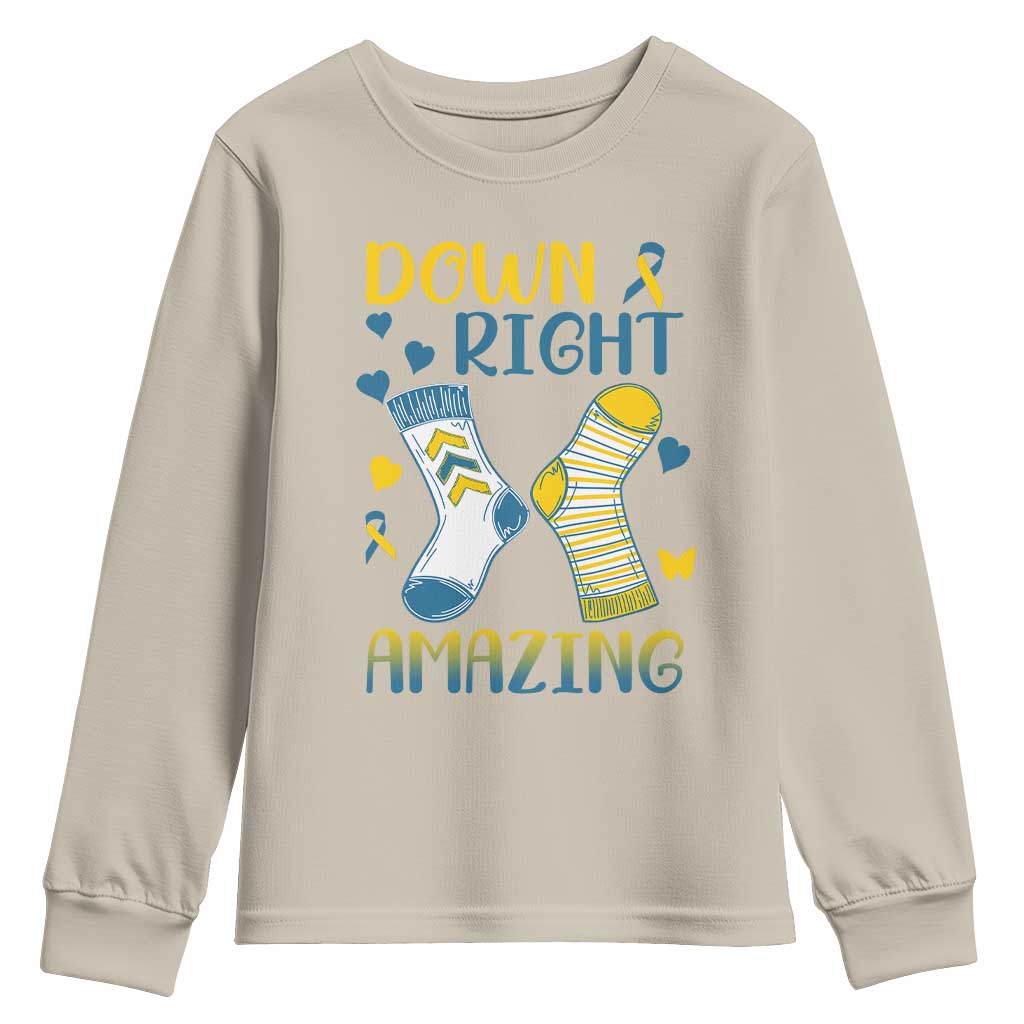 Down Right Amazing Youth Sweatshirt Down Syndrome Awareness Socks Ribbon TS11 Sand Print Your Wear