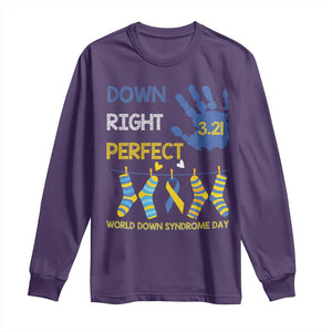 Down Right Perfect Long Sleeve Shirt March 21 World Down Syndrome Day Socks TS11 Purple Print Your Wear