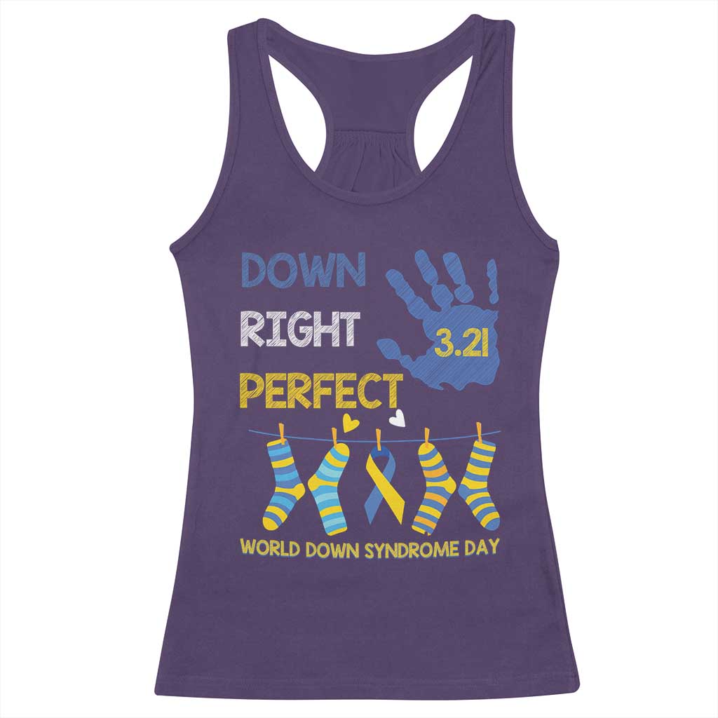 Down Right Perfect Racerback Tank Top March 21 World Down Syndrome Day Socks TS11 Purple Print Your Wear