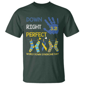 Down Right Perfect T Shirt March 21 World Down Syndrome Day Socks TS11 Dark Forest Green Print Your Wear