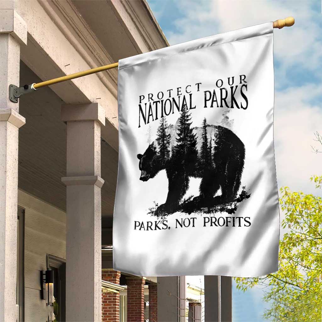 Protect Our National Parks Not Profits Garden Flag Vintage Forest Bear TS11 Print Your Wear