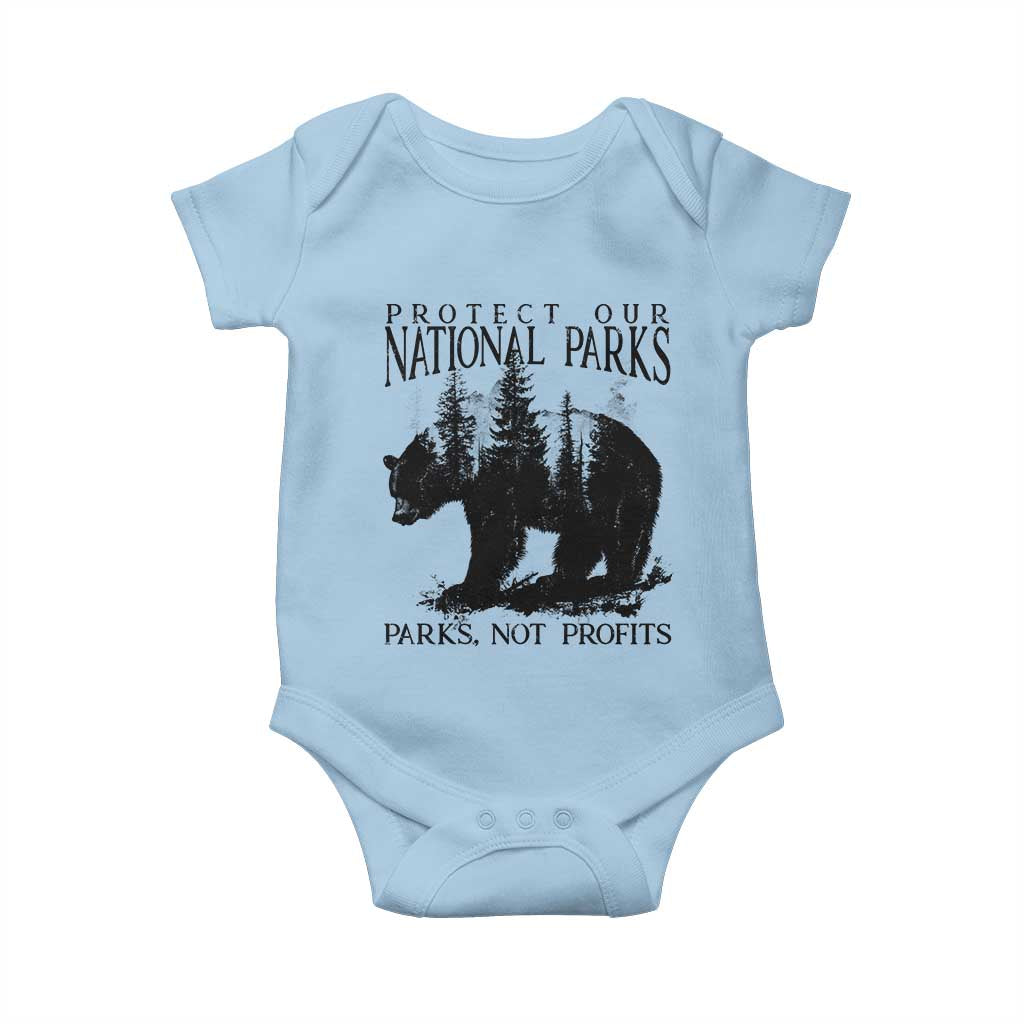 Protect Our National Parks Not Profits Baby Onesie Vintage Forest Bear TS11 Light Blue Print Your Wear