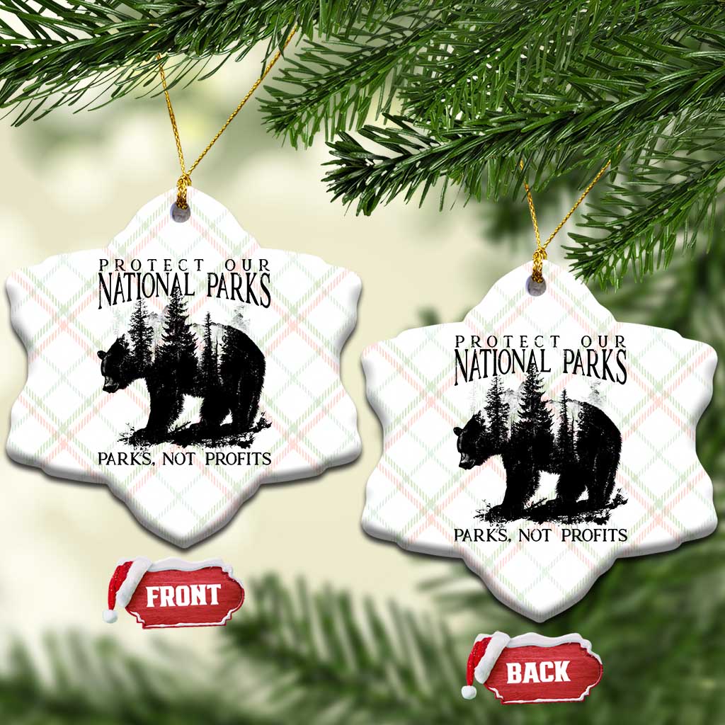 Protect Our National Parks Not Profits Ceramic Ornament Vintage Forest Bear TS11 Print Your Wear