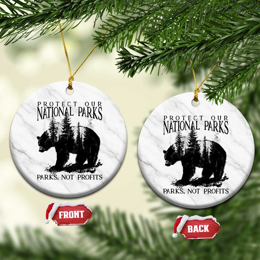 Protect Our National Parks Not Profits Ceramic Ornament Vintage Forest Bear TS11 1pc White Marble Print Your Wear