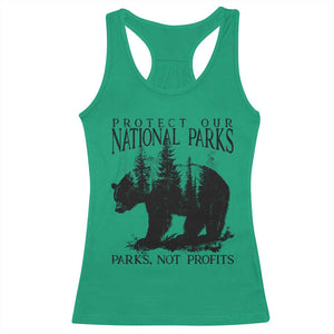 Protect Our National Parks Not Profits Racerback Tank Top Vintage Forest Bear TS11 Irish Green Print Your Wear
