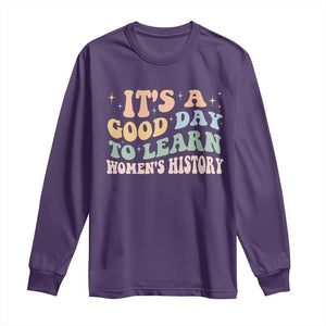 Funny It's A Good Day To Learn Women's History Long Sleeve Shirt Sparkle Star TS11 Purple Print Your Wear