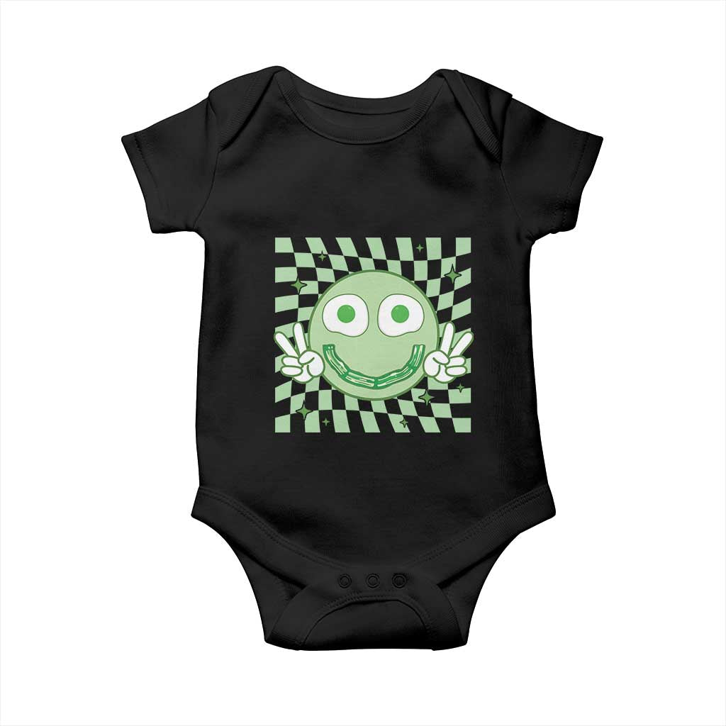 Funny Green Smile Face Eggs Bacon Breakfast St Patrick's Day Baby Onesie TS11 Black Print Your Wear