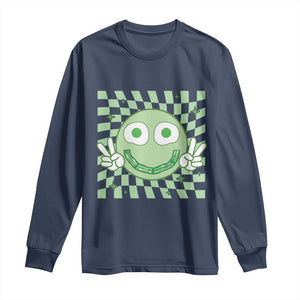 Funny Green Smile Face Eggs Bacon Breakfast St Patrick's Day Long Sleeve Shirt TS11 Navy Print Your Wear