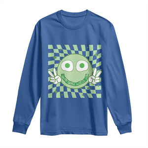 Funny Green Smile Face Eggs Bacon Breakfast St Patrick's Day Long Sleeve Shirt TS11 Royal Blue Print Your Wear