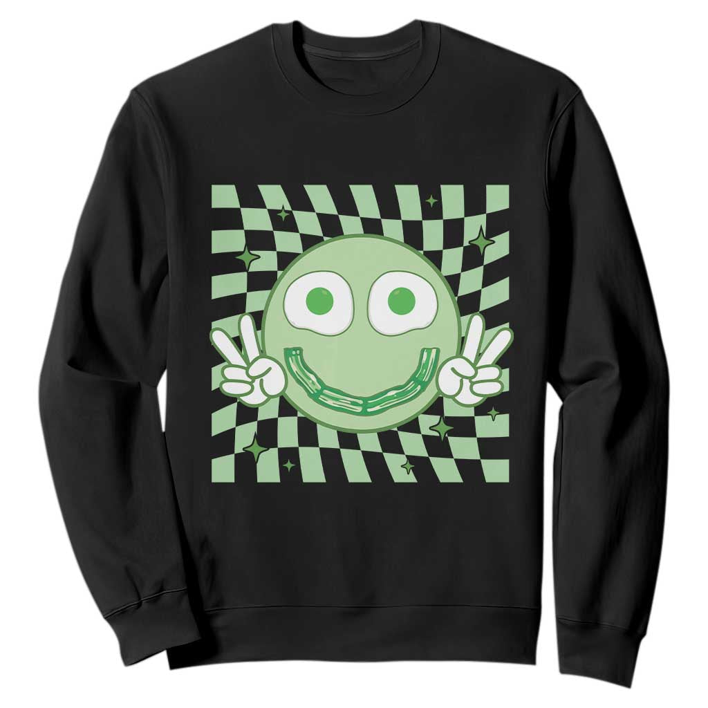 Funny Green Smile Face Eggs Bacon Breakfast St Patrick's Day Sweatshirt TS11 Black Print Your Wear