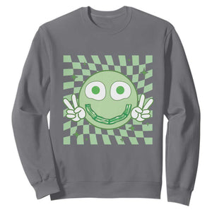 Funny Green Smile Face Eggs Bacon Breakfast St Patrick's Day Sweatshirt TS11 Charcoal Print Your Wear