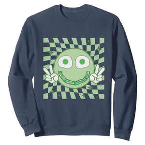 Funny Green Smile Face Eggs Bacon Breakfast St Patrick's Day Sweatshirt TS11 Navy Print Your Wear