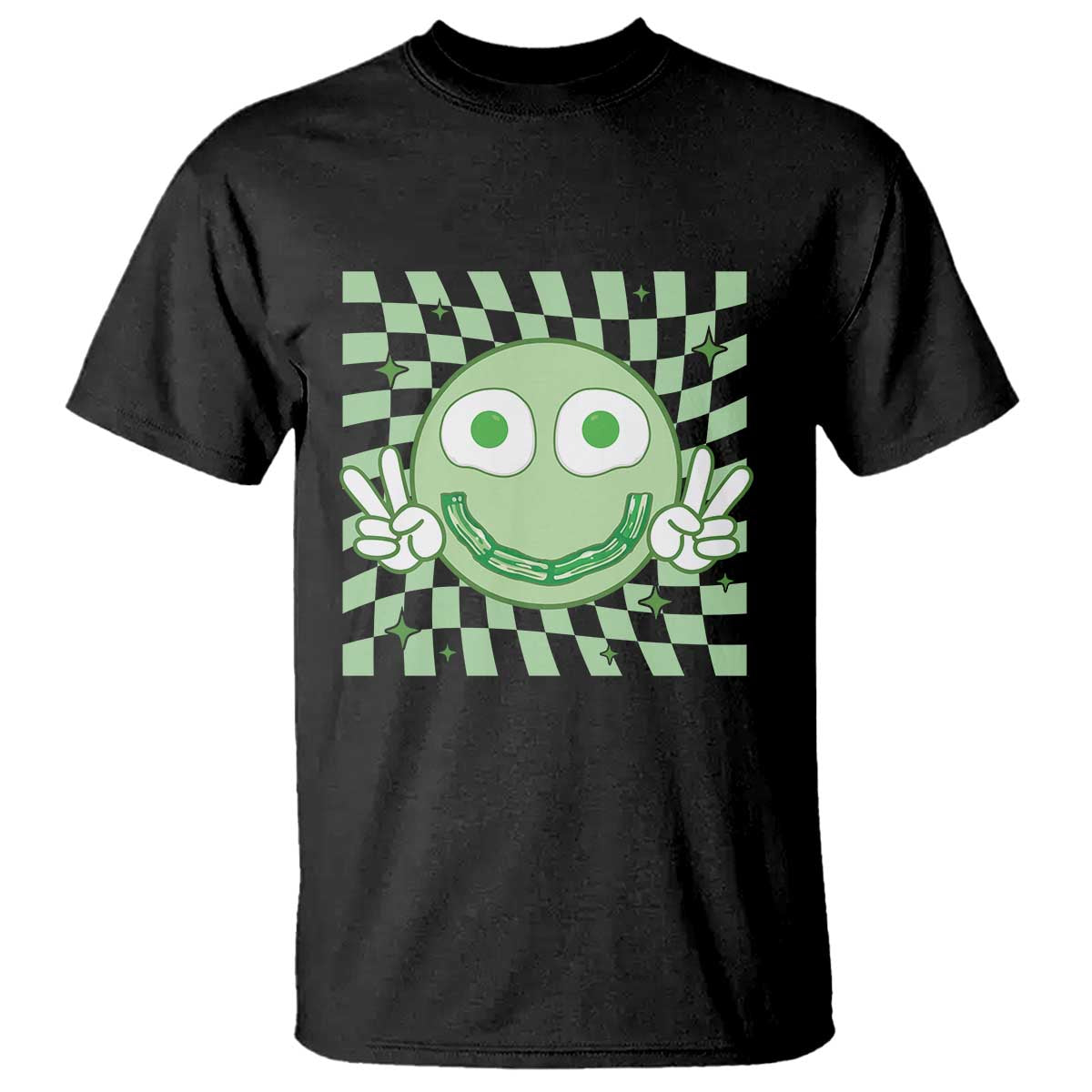 Funny Green Smile Face Eggs Bacon Breakfast St Patrick's Day T Shirt TS11 Black Print Your Wear