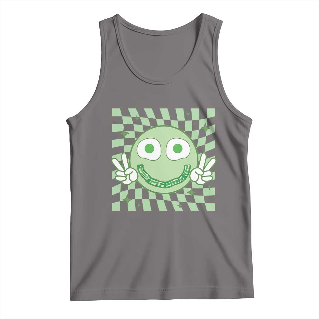 Funny Green Smile Face Eggs Bacon Breakfast St Patrick's Day Tank Top TS11 Deep Heather Print Your Wear